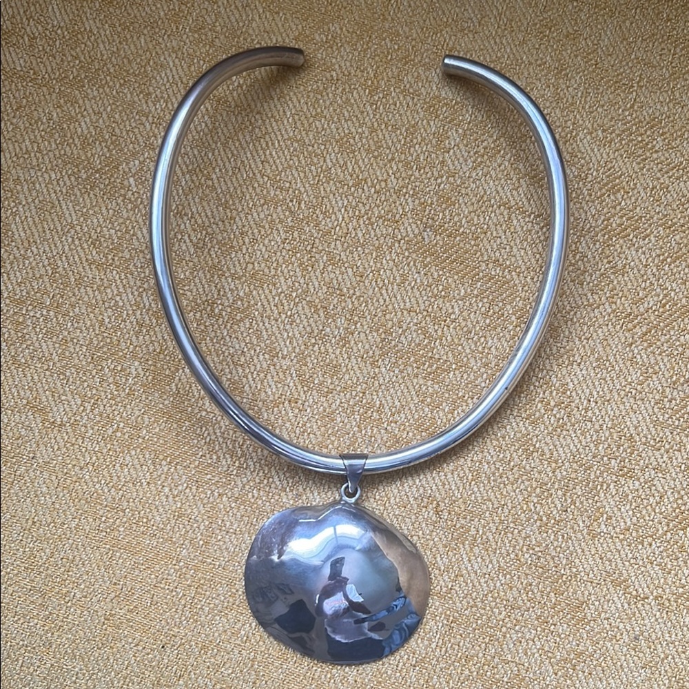 Silver Choker Necklace with Planetary Pendant